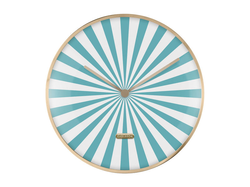 Karlsson Wall clock Candy Swirl Dome turquoise blue & white