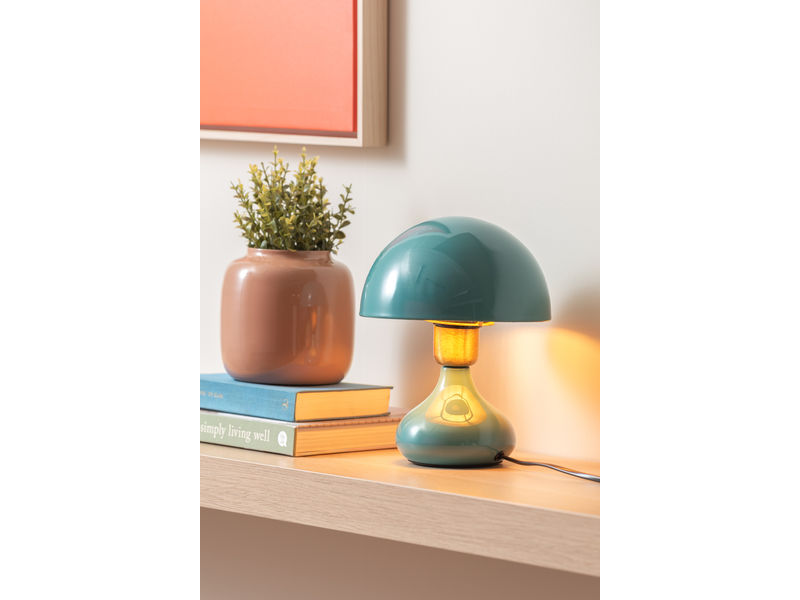 Leitmotiv Table lamp Binc enamel turquoise blue