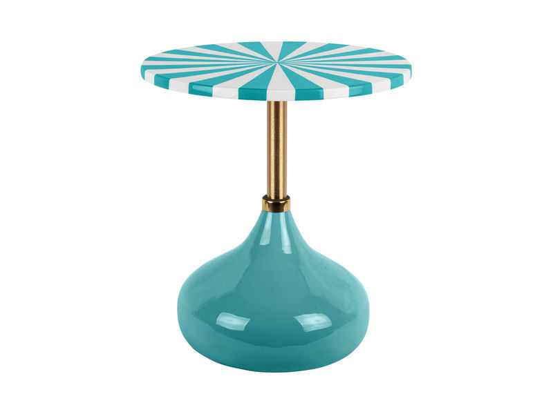 Leitmotiv Side table Candy Swirl enamel turquoise blue & white