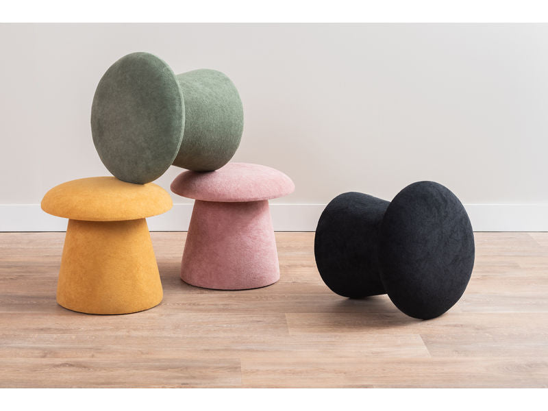 Leitmotiv Pouf Mushroom brushed velvet faded pink