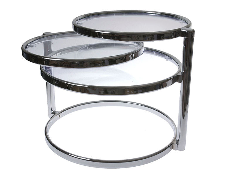 Leitmotiv Table double swivel glass w steel chrome