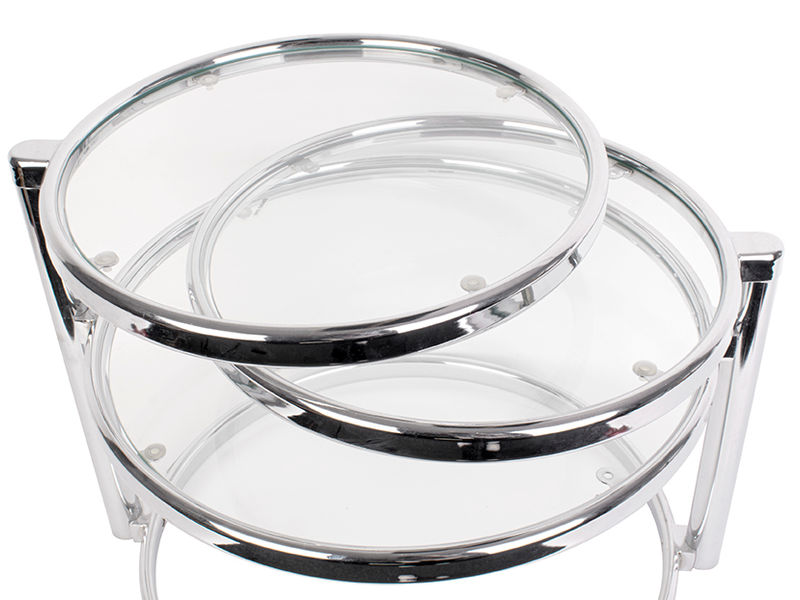 Leitmotiv Table double swivel glass w steel chrome