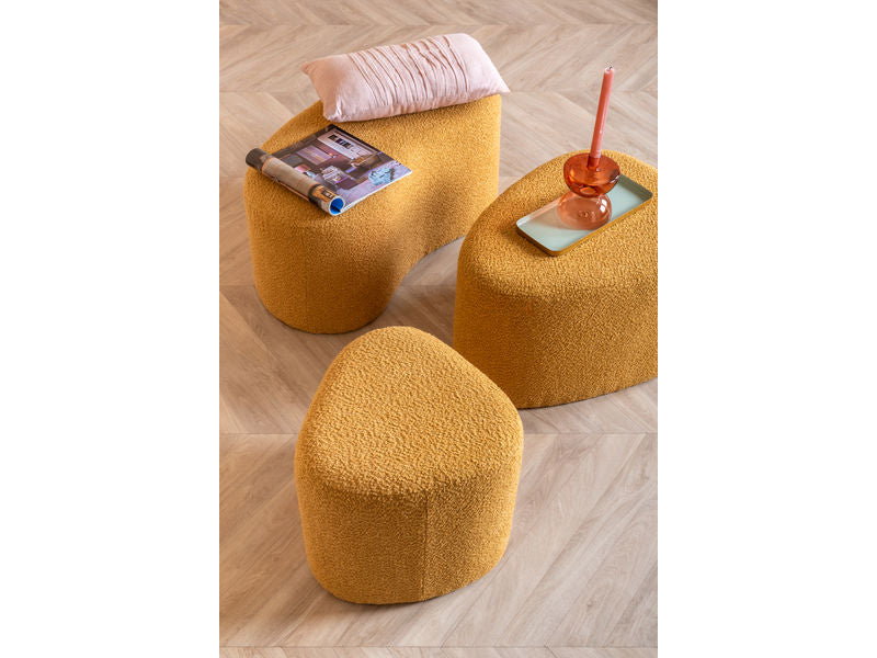 Leitmotiv Pouf Ada organic bouclé ochre yellow