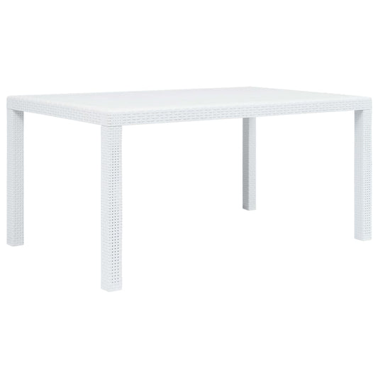 havebord hvid 150 x 90 x 72 cm plastik rattanlook