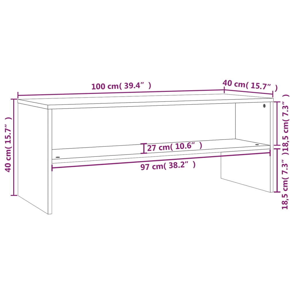 tv-bord 100x40x40 cm konstrueret træ hvid