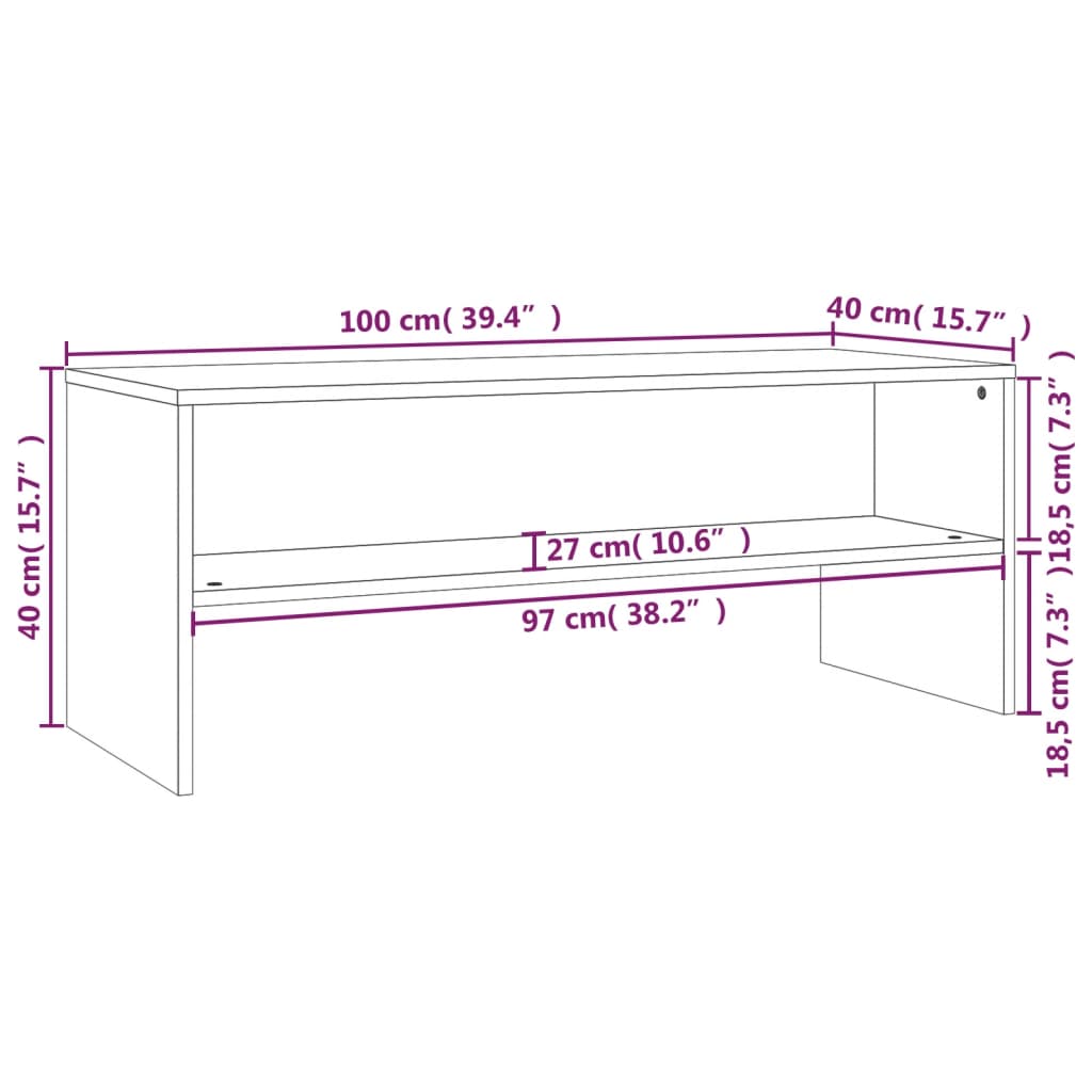 tv-bord 100x40x40 cm konstrueret træ sonoma-eg