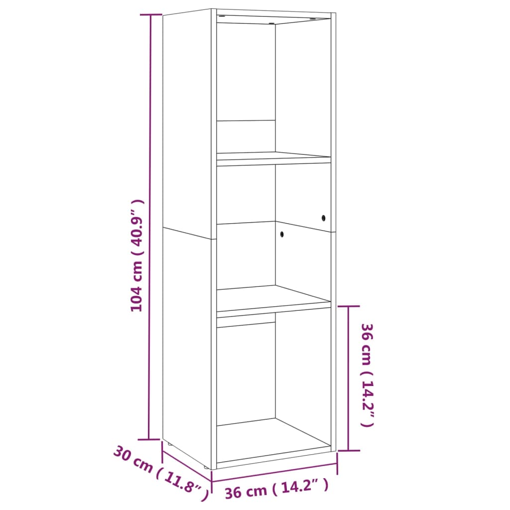 bogreol/tv-bord 36x30x114 cm konstrueret træ Sonoma-eg