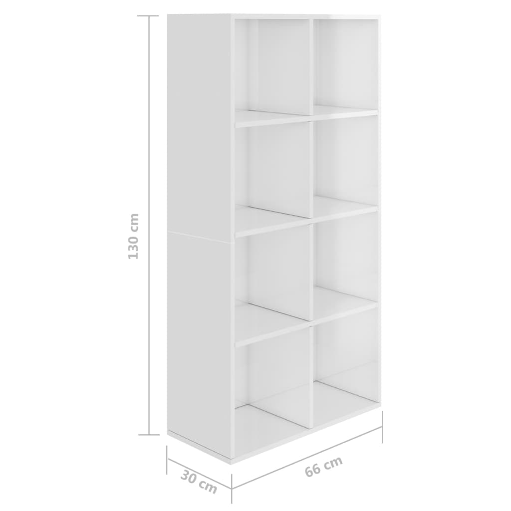 bogreol/skænk 66x30x130 cm konstrueret træ hvid højglans