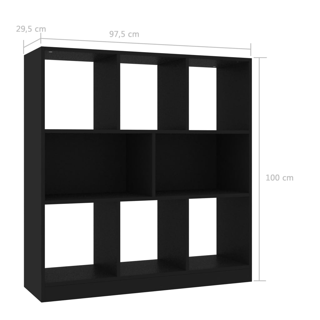 bogreol 97,5x29,5x100 cm konstrueret træ sort