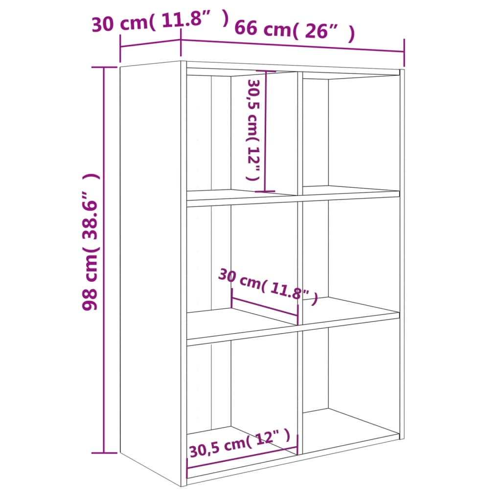 bogreol/skænk 66x30x98 cm konstrueret træ sort