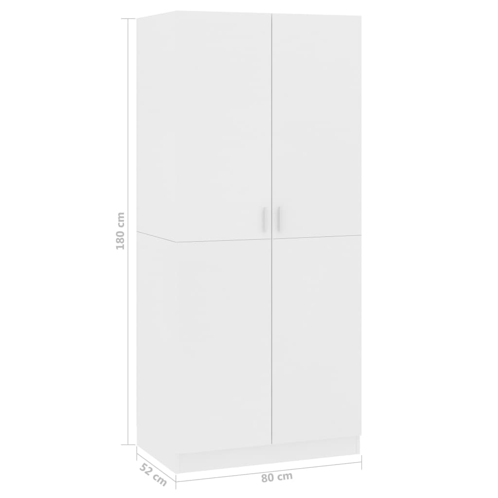 klædeskab 80x52x180 cm konstrueret træ hvid