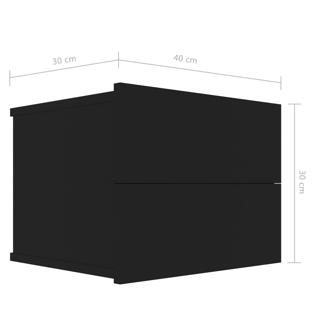 sengeborde 2 stk. 40x30x30 cm konstrueret træ Sort