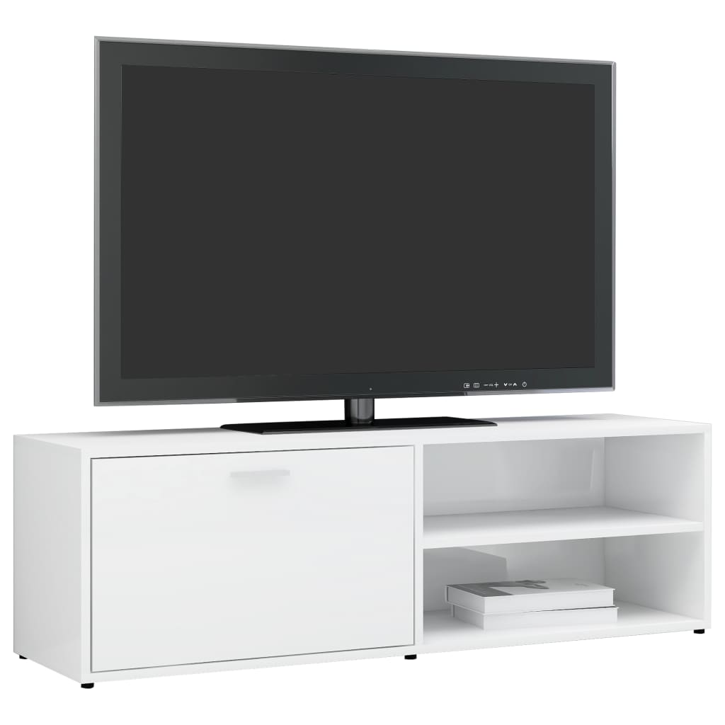 tv-bord 120x34x37 cm konstrueret træ hvid højglans