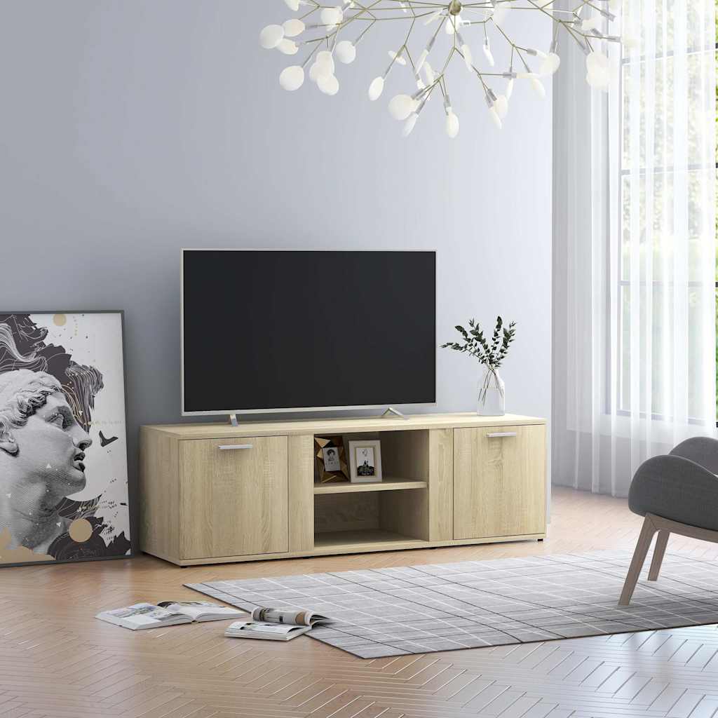 tv-bord 120x34x37 cm konstrueret træ sonoma-eg