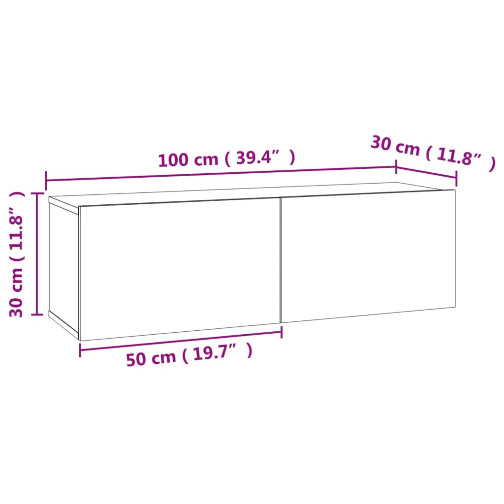 tv-bord 100x30x30 cm konstrueret træ betongrå