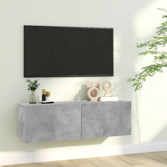 tv-bord 100x30x30 cm konstrueret træ betongrå