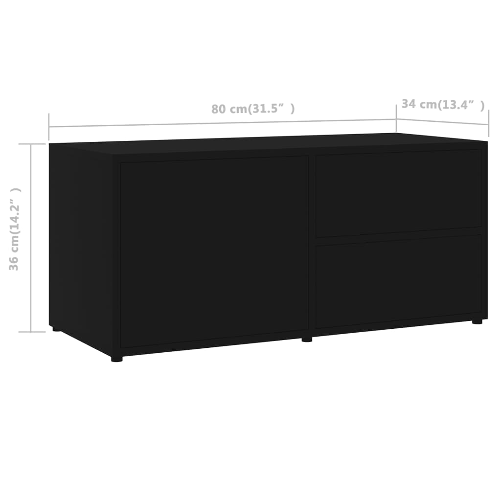 tv-bord 80x34x36 cm konstrueret træ sort