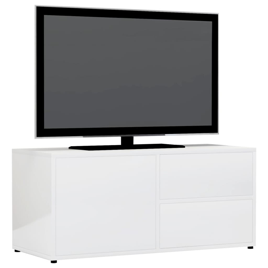 tv-bord 80x34x36 cm konstrueret træ hvid højglans