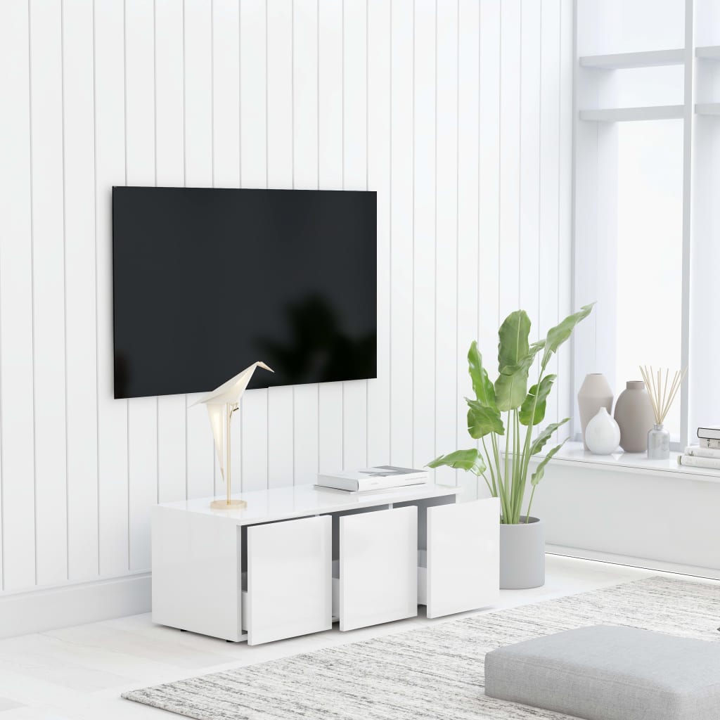 tv-bord 80x34x30 cm konstrueret træ hvid