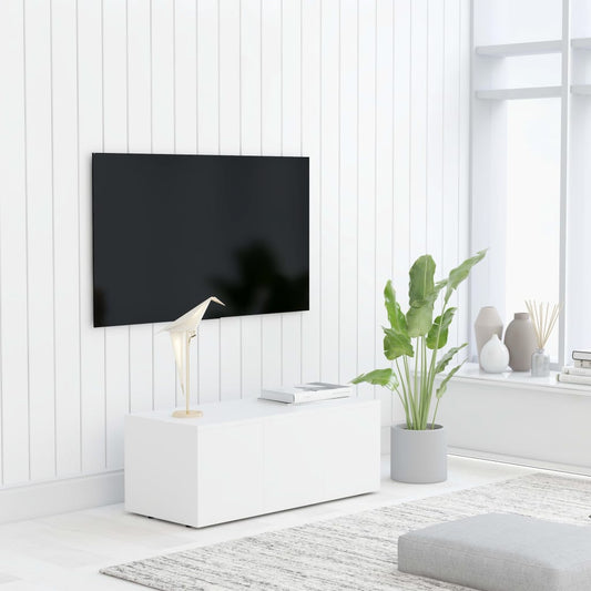 tv-bord 80x34x30 cm konstrueret træ hvid