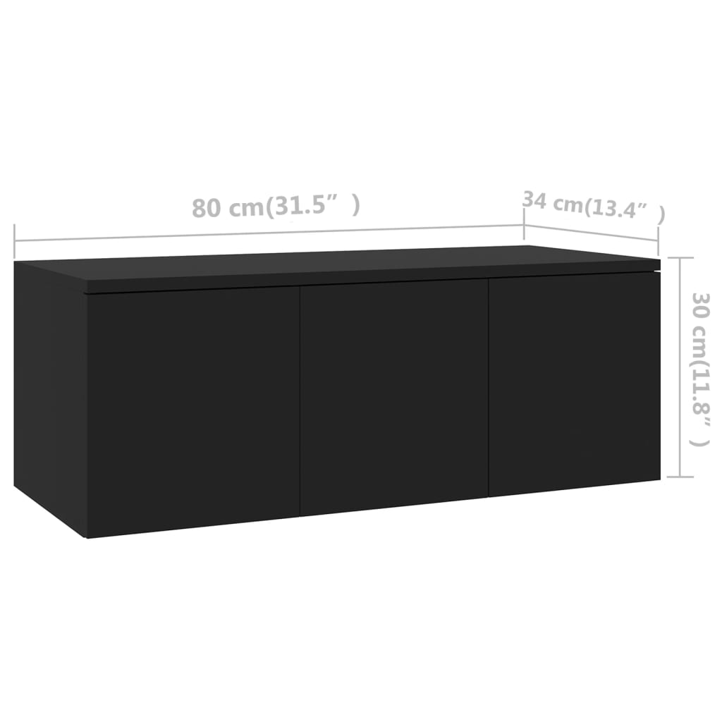 tv-bord 80x34x30 cm konstrueret træ sort