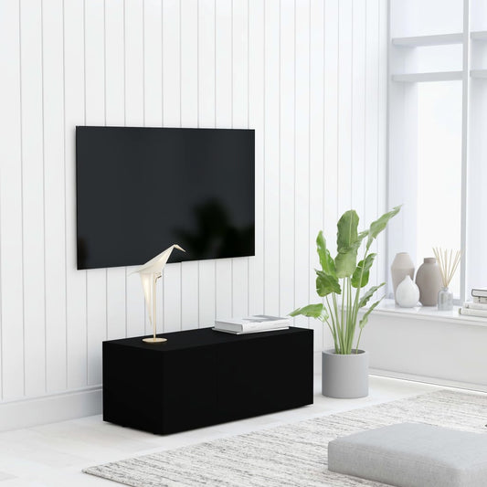 tv-bord 80x34x30 cm konstrueret træ sort