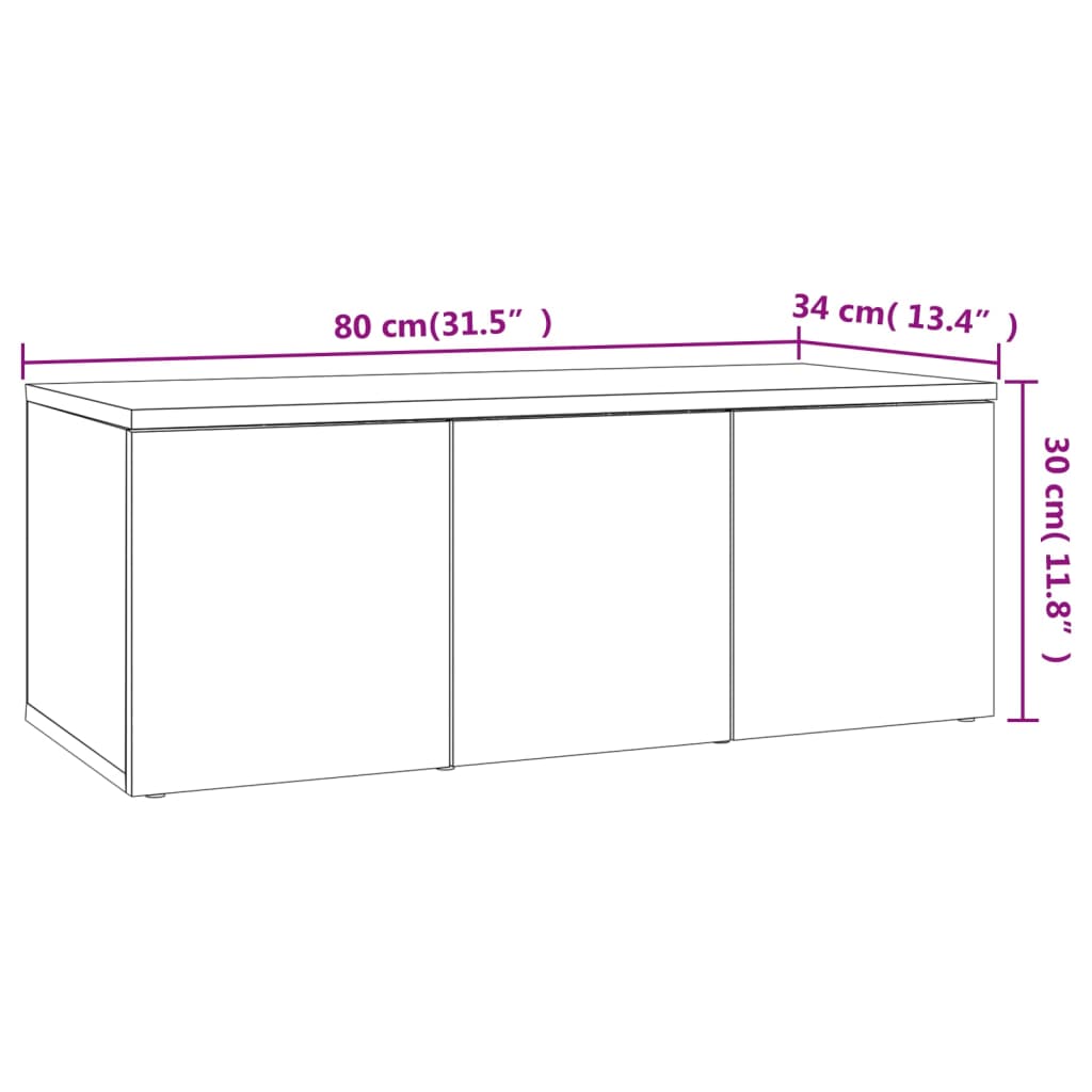 tv-bord 80x34x30 cm konstrueret træ sonoma-eg