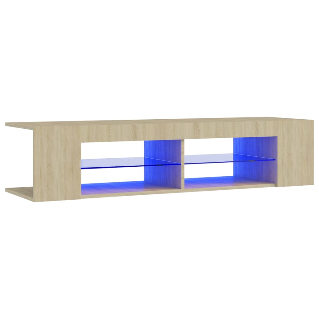 tv-bord med LED-lys 135x39x30 cm sonoma-eg