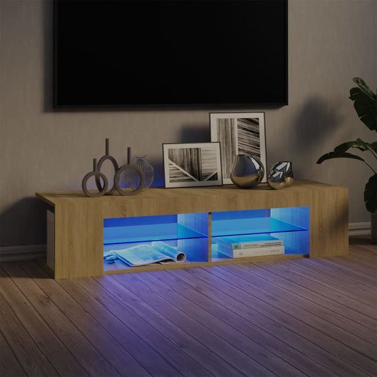 tv-bord med LED-lys 135x39x30 cm sonoma-eg