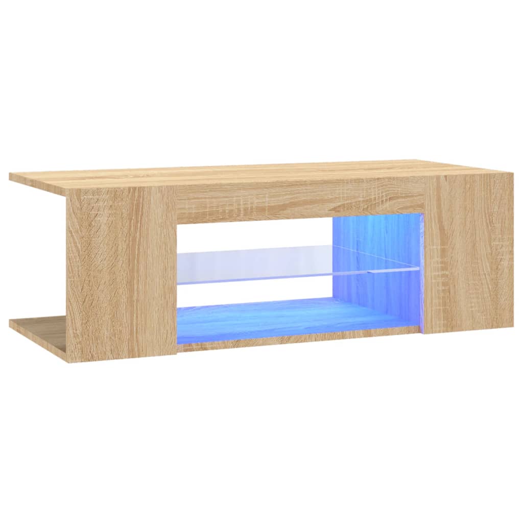 tv-bord med LED-lys 90x39x30 cm sonoma-eg