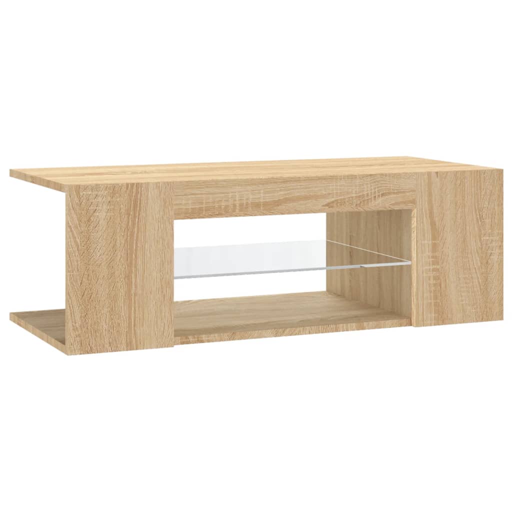 tv-bord med LED-lys 90x39x30 cm sonoma-eg