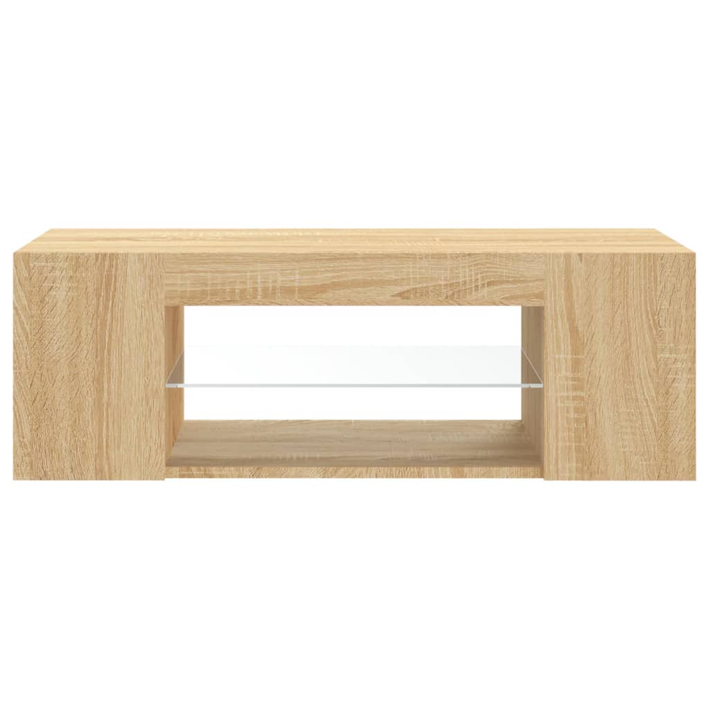 tv-bord med LED-lys 90x39x30 cm sonoma-eg