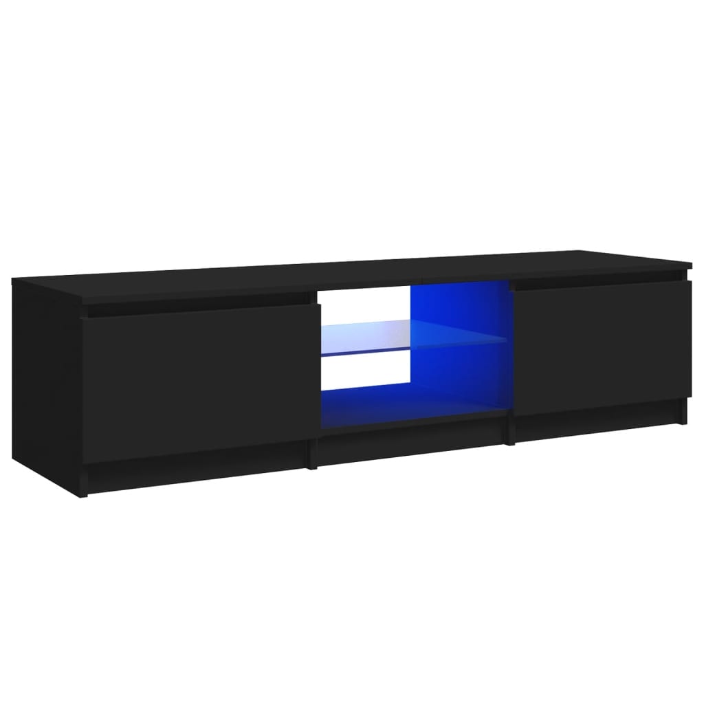 tv-bord med LED-lys 140x40x35,5 cm sort