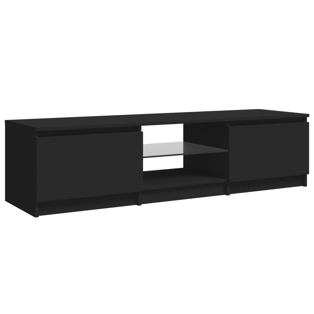 tv-bord med LED-lys 140x40x35,5 cm sort