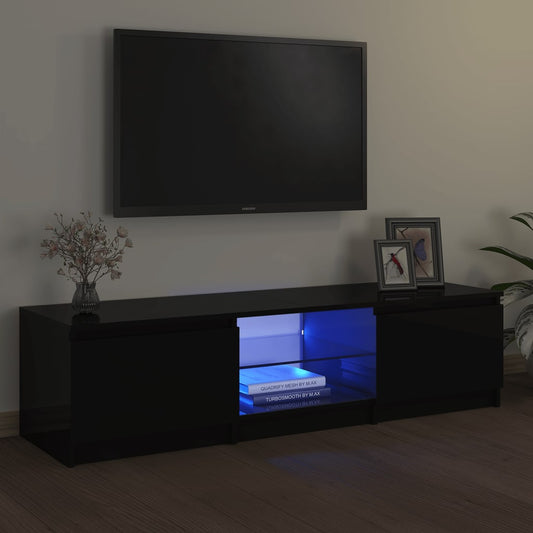 tv-bord med LED-lys 140x40x35,5 cm sort