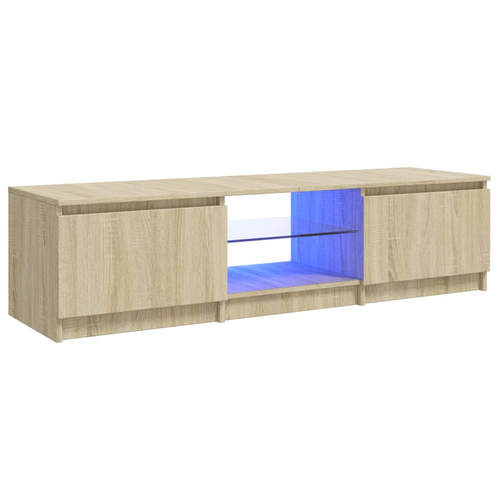 tv-bord med LED-lys 140x40x35,5 cm sonoma-eg