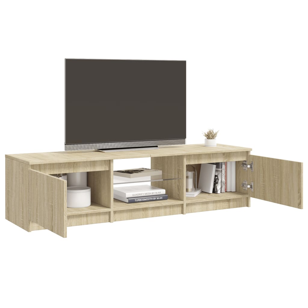 tv-bord med LED-lys 140x40x35,5 cm sonoma-eg