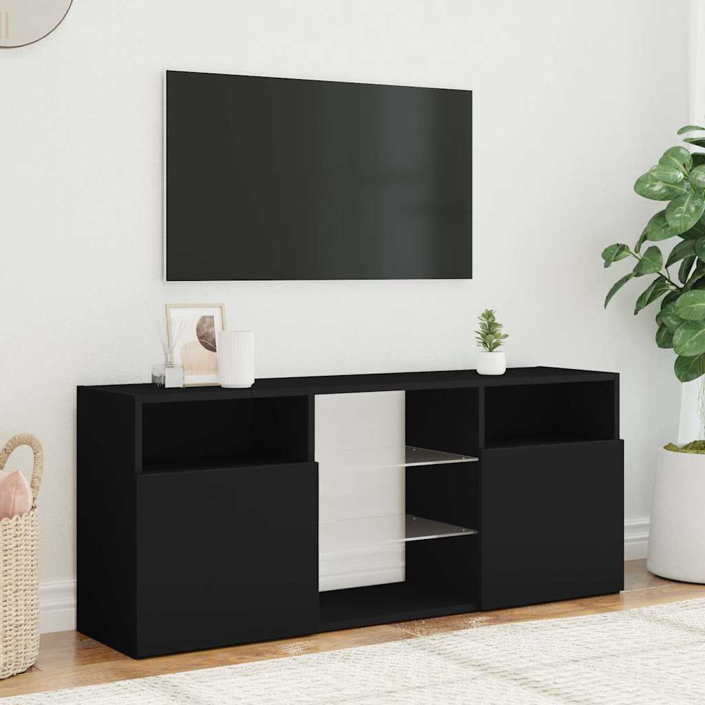 tv-bord med LED-lys 120x30x50 cm sort