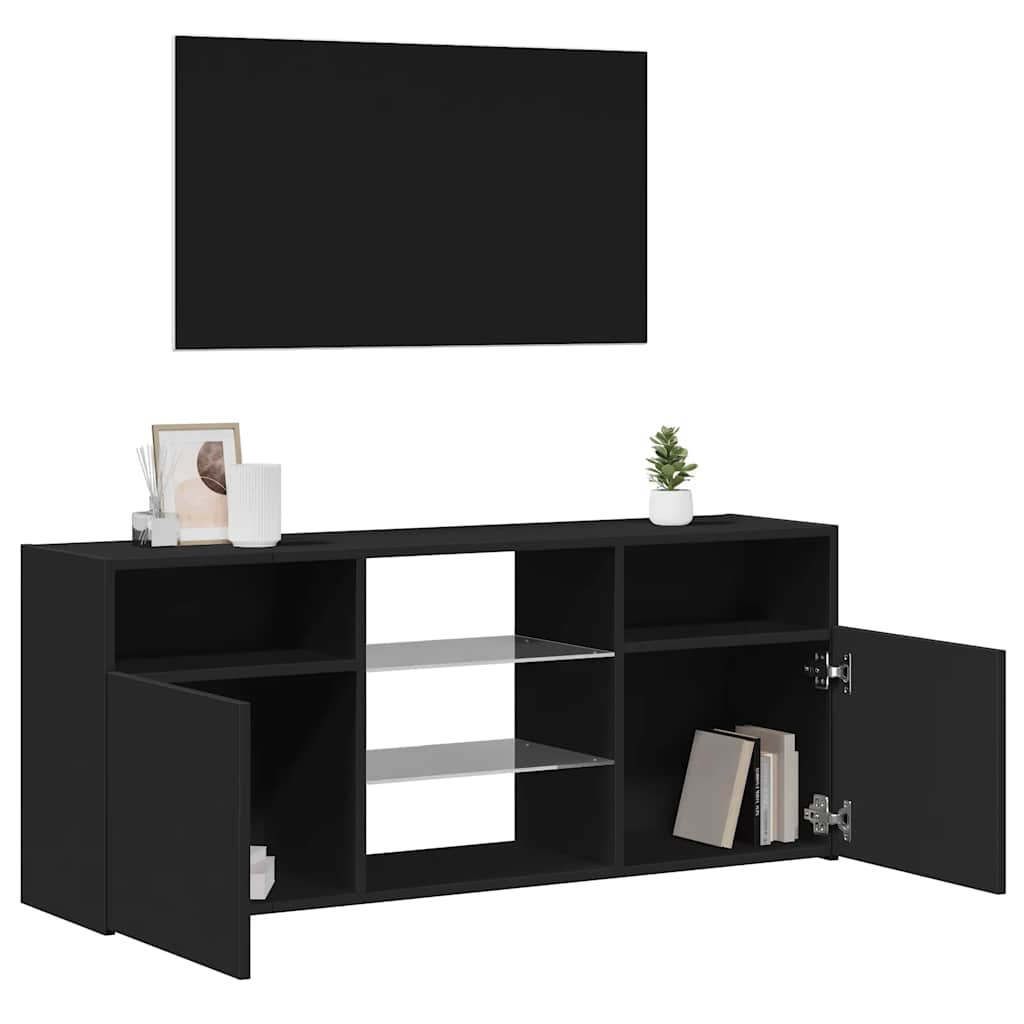 tv-bord med LED-lys 120x30x50 cm sort