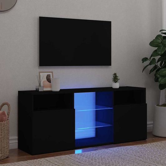 tv-bord med LED-lys 120x30x50 cm sort