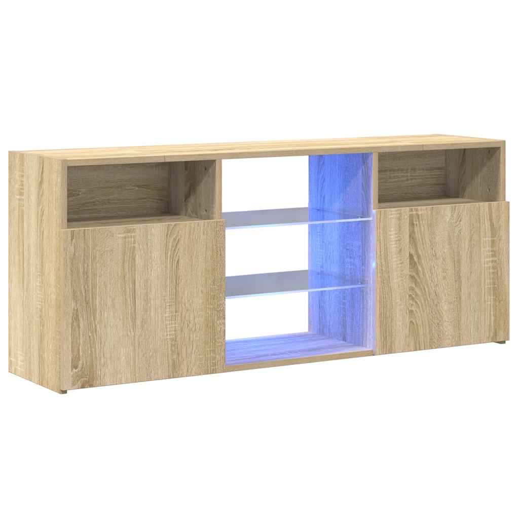 tv-bord med LED-lys 120x30x50 cm sonoma-eg