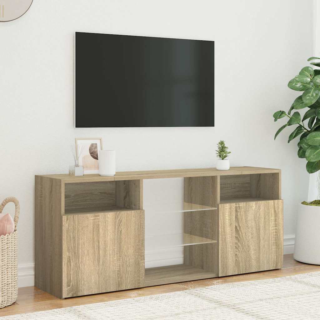 tv-bord med LED-lys 120x30x50 cm sonoma-eg