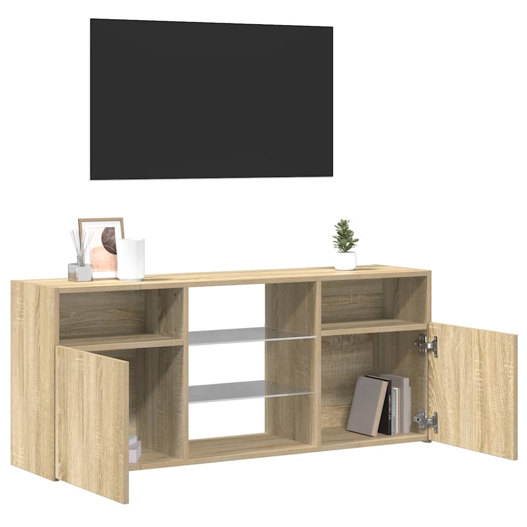 tv-bord med LED-lys 120x30x50 cm sonoma-eg