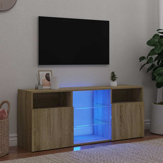 tv-bord med LED-lys 120x30x50 cm sonoma-eg