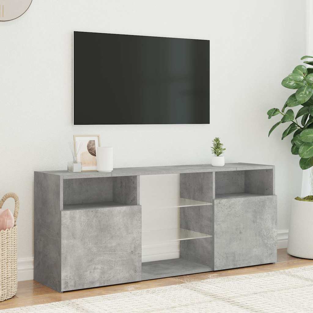 tv-bord med LED-lys 120x30x50 cm betongrå