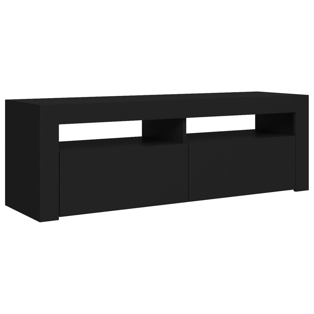 tv-bord med LED-lys 120x35x40 cm sort