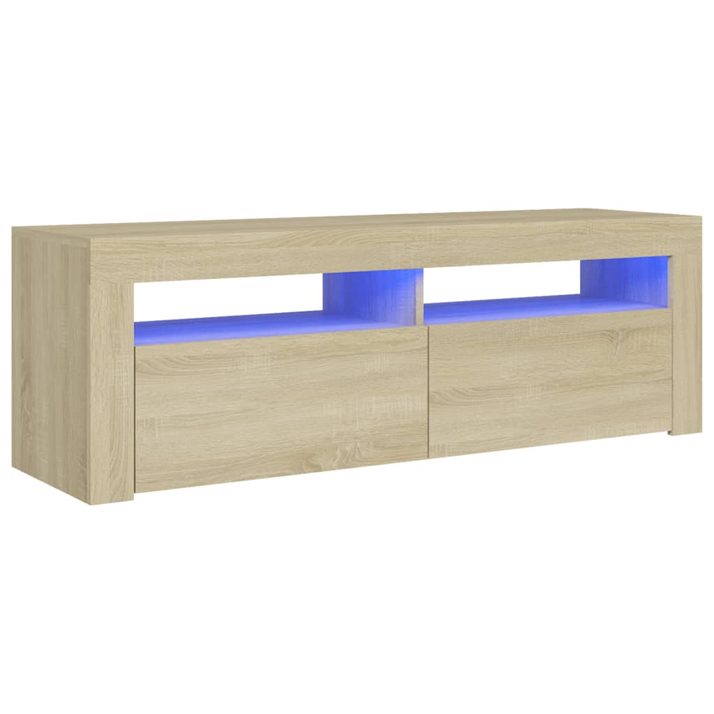 tv-bord med LED-lys 120x35x40 cm sonoma-eg