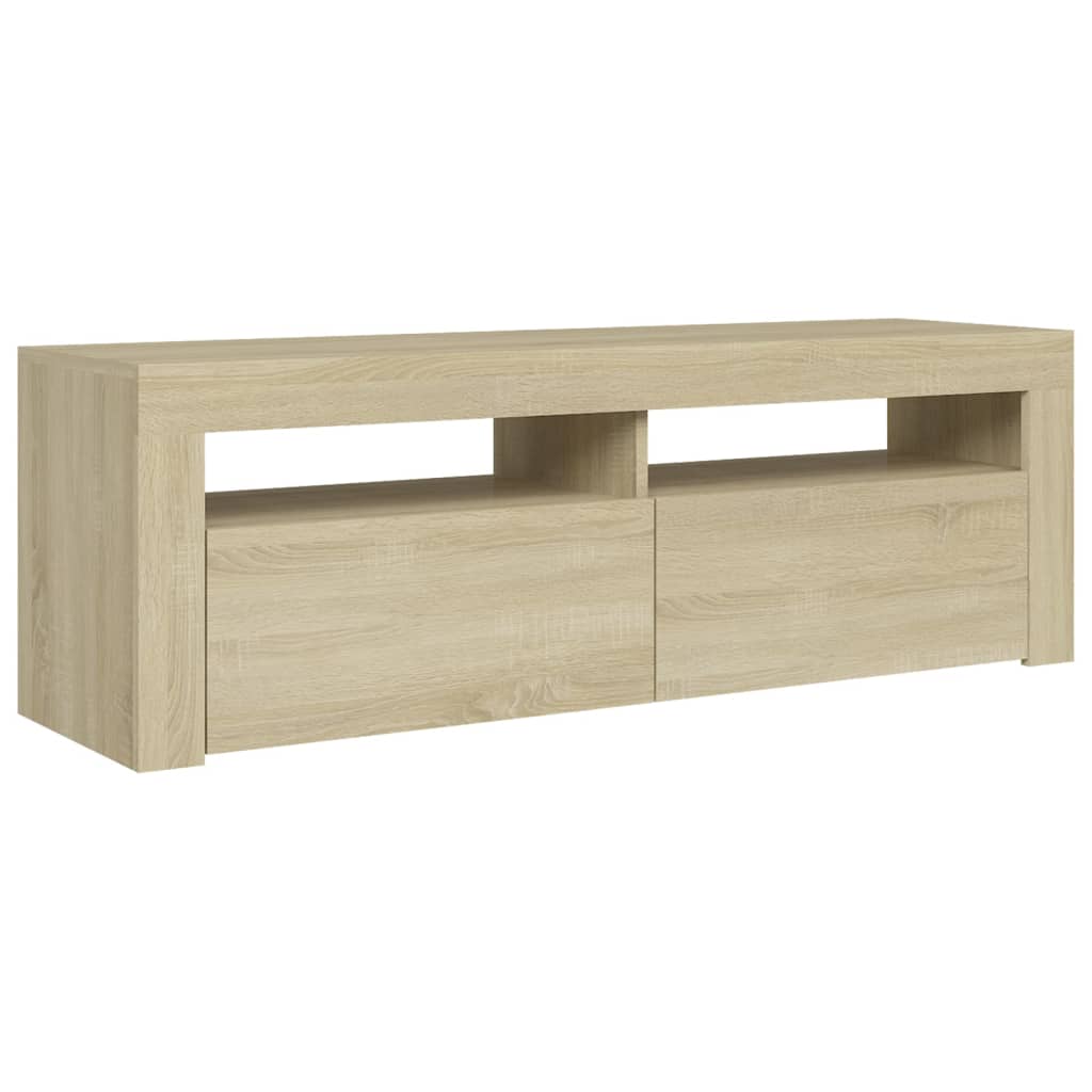 tv-bord med LED-lys 120x35x40 cm sonoma-eg