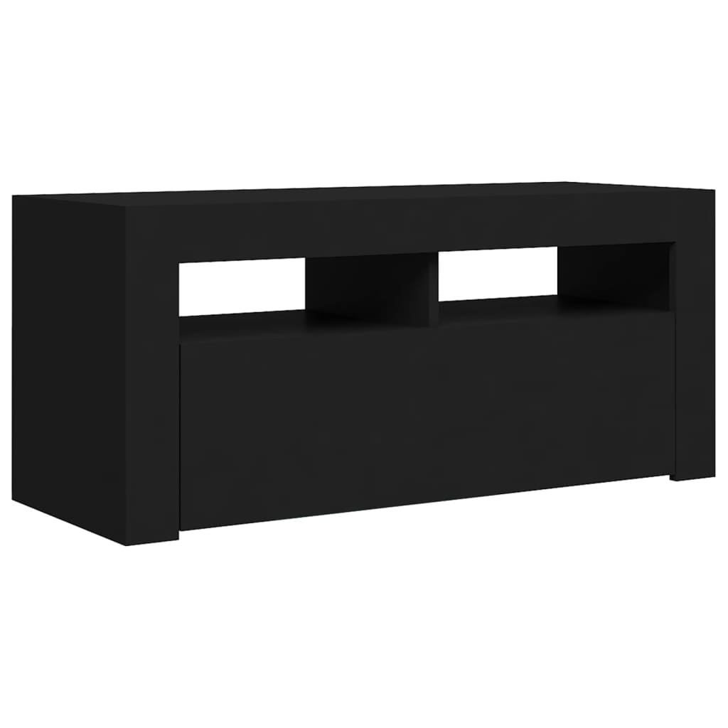 tv-bord med LED-lys 90x35x40 cm sort