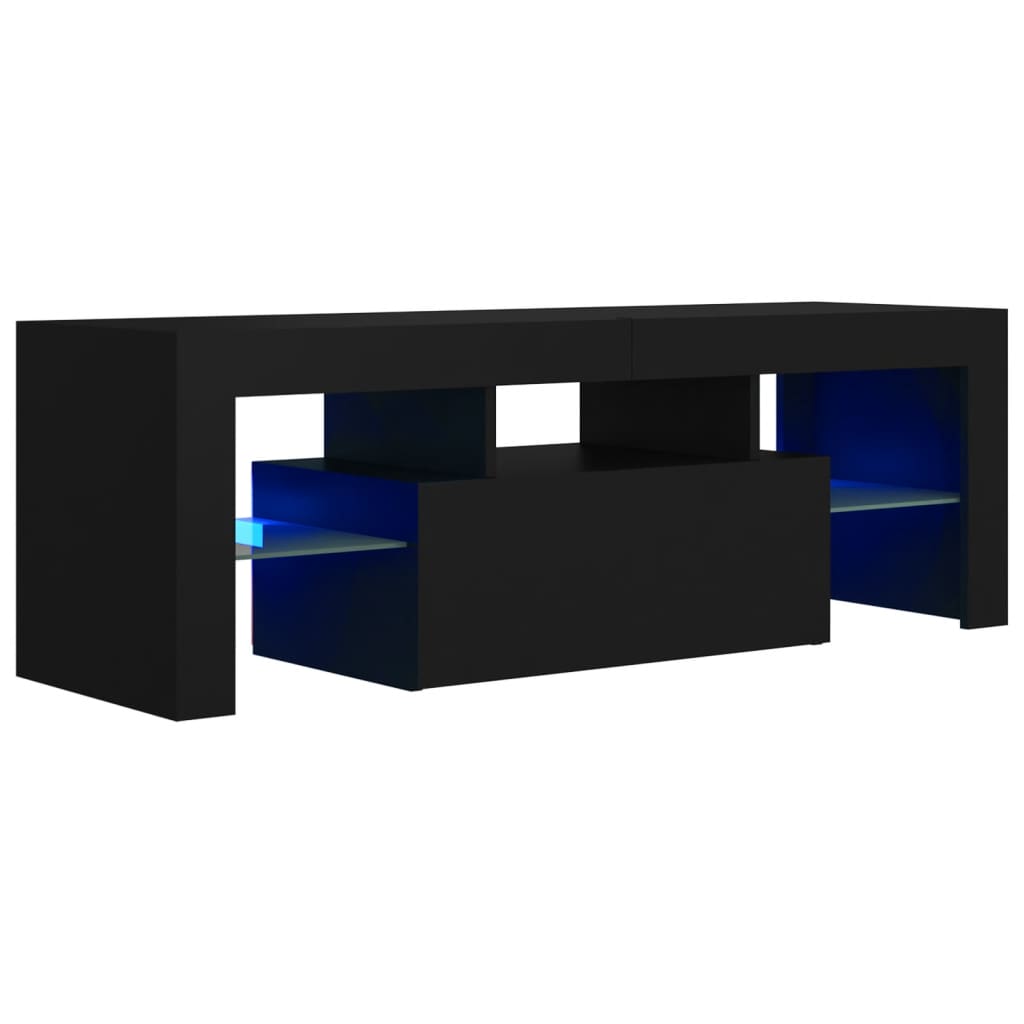 tv-bord med LED-lys 120x35x40 cm sort